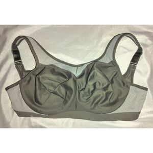Glamorise High Impact Underwire Sports Bra Size 36DD Grey Moisture Wicking Gym